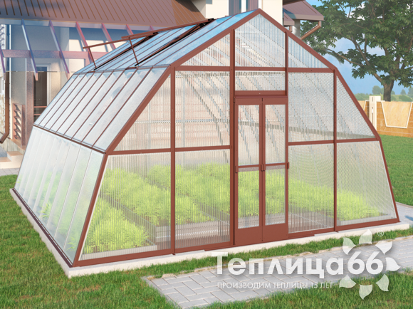 Теплица Рада Балхаш из поликарбоната, 5х6 метров, коричневая